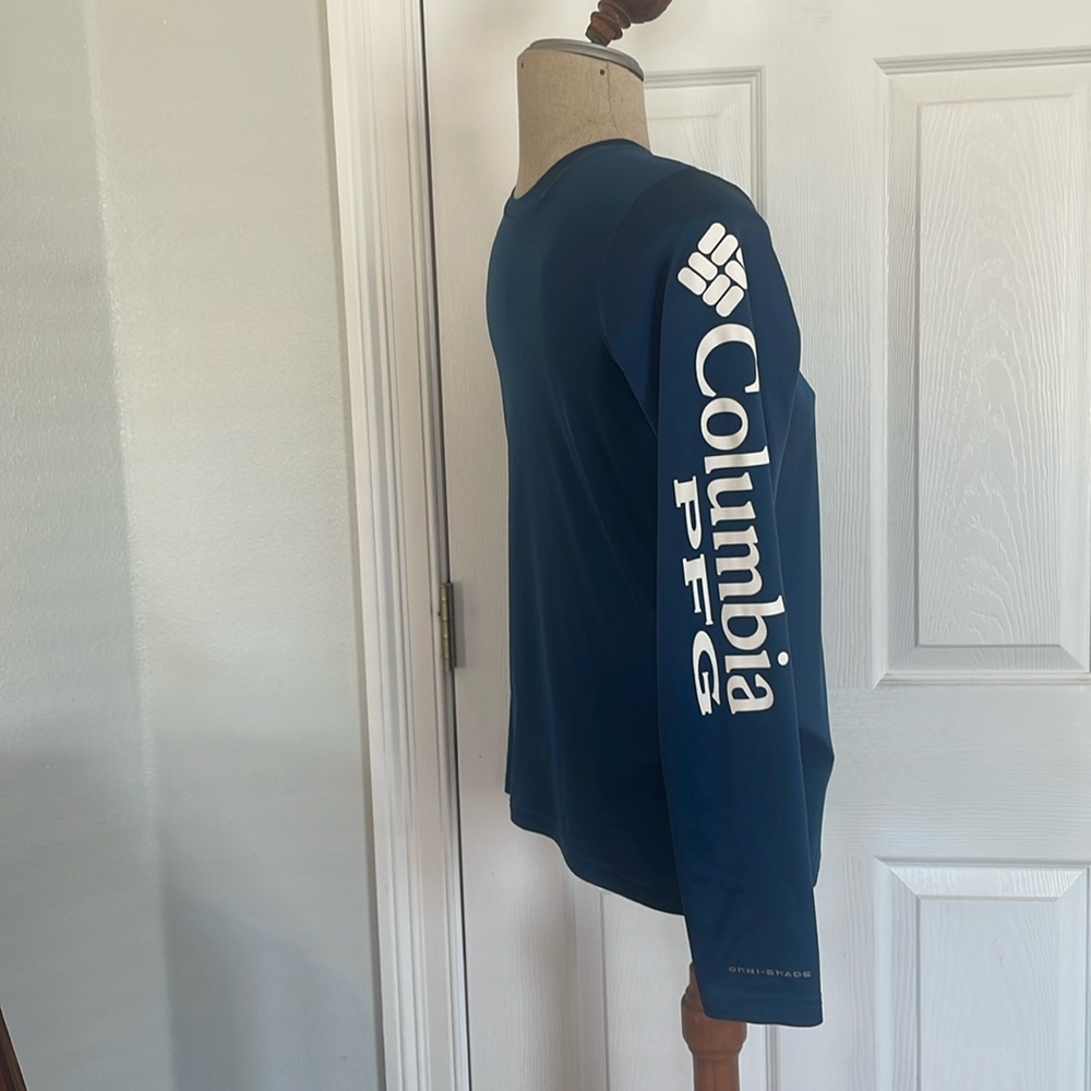 Columbia long sleeve rashguard athletic shirt omni shade blue SPF 50 L 14 16